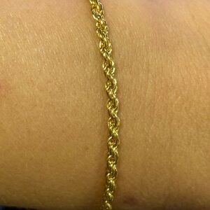 Elegant Gold Plated Rope Chain Bracelet- 7.5 inch